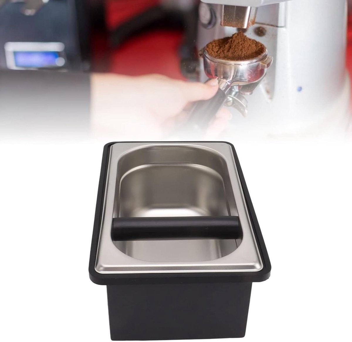 Koffie Klopdoos Espresso Accessoire Koffiedik Verwerken Roestvrij Staal Groot Formaat Zilver