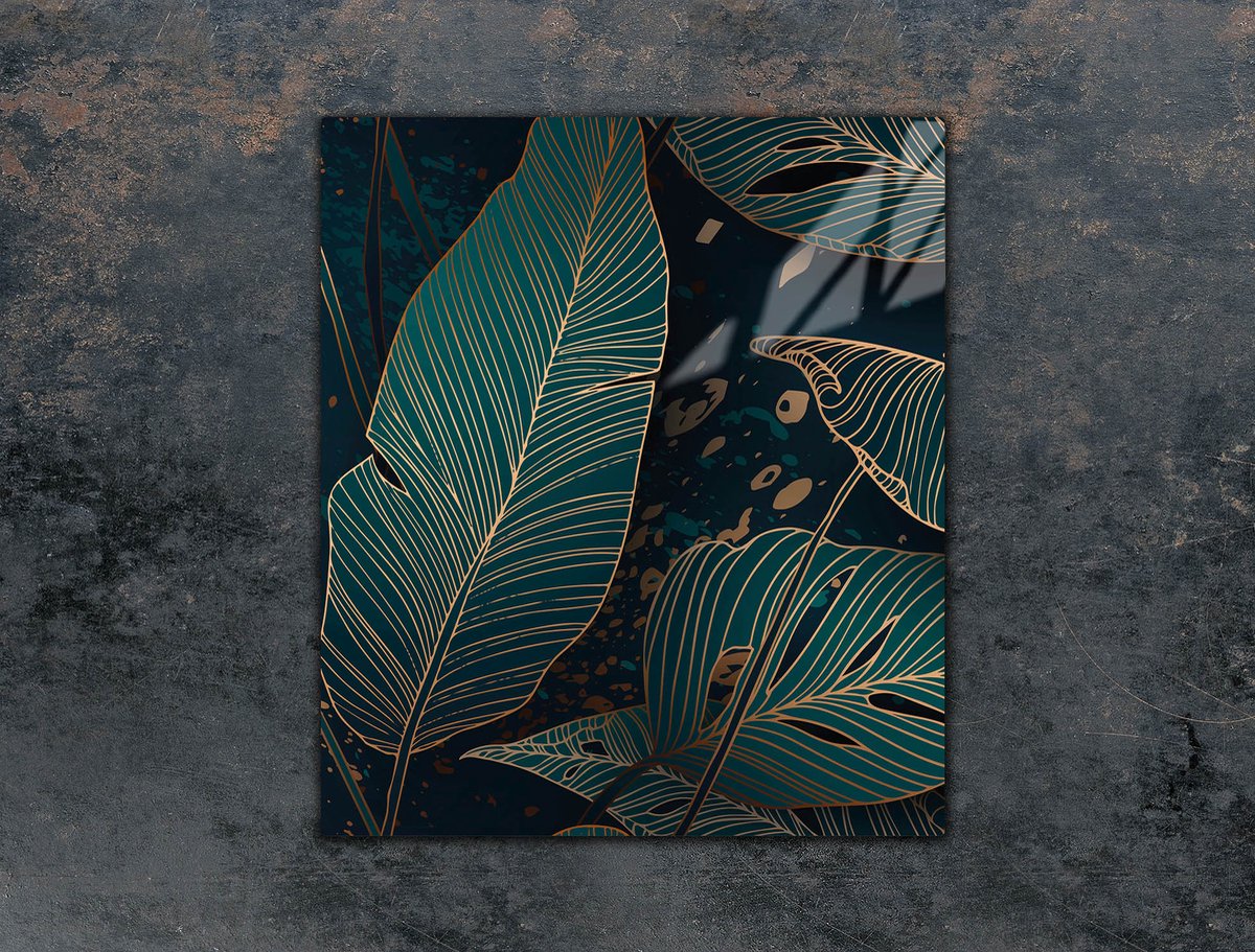 TMK ArtDeko - Snijplank - 45x52 cm - Glas - Liście