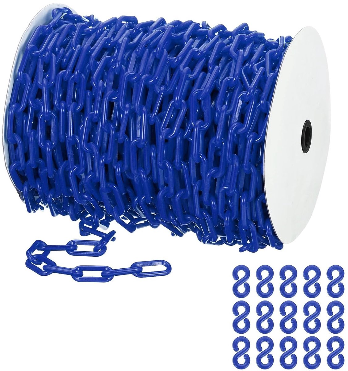 Blauwe kunststof ketting van 8 mm voor veiligheidsbarrière, personencontrole, wachtrij en evenementendecoratie