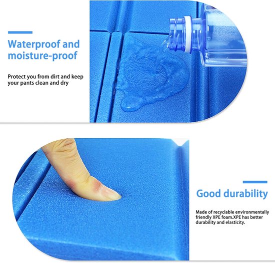 Set van 4 zitkussens - Kampeermatjes - Vochtbestendige buitenmatten - Opvouwbare zitmatjes - Waterdichte schuimmatten - Inclusief opbergtas - Voor wandelen, reizen, bergbeklimmen, kamperen, picknicken, vissen (38 x 28 cm - Meerkleurig) — afbeelding 5