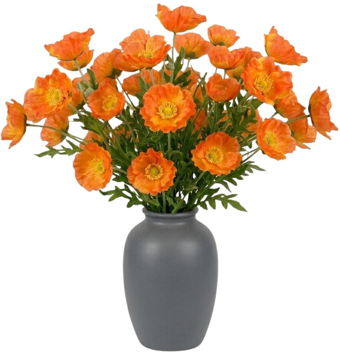 Mica Decorations Kunstbloem Klaproos Poppy - 12x - H62 cm - oranje - kunststof - stelen kunstbloemen - boeket - oranjen bloemetjes