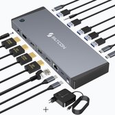 Siltcon® 17 in 1 - Hybrid Docking Station Laptop USB-C & USB-A – USB C Hub - 2x Display Link (DP) & 2x HDMI 4K 60Hz – 100W Thunderbolt 4 - RJ45 gigabit –5x USB-A 3.2 – 5x USB-C 3.2 - Plug & Play – Incl. 100W USB-C Adapter - MST Functie Mac