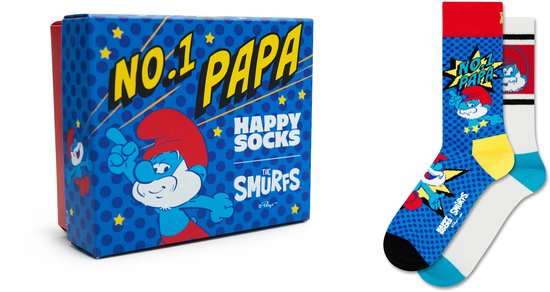 Happy Socks The Smurfs 2-Pack Father's Day Gift Set 41-46 vaderdag papa