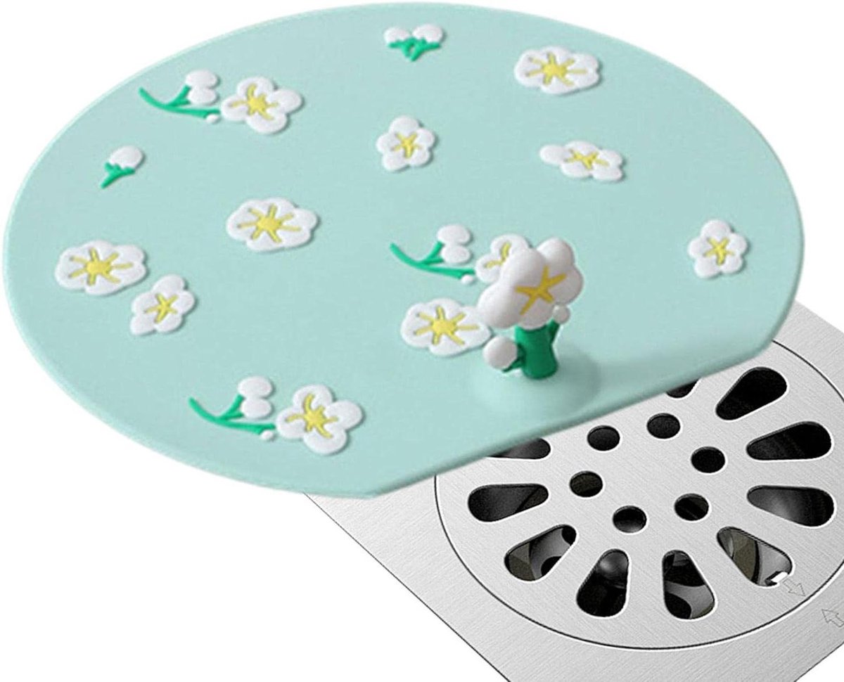 Badkuip Afvoerdeksel - Badstop Douche - Water Dicht Maken - Bloemengreep Design - 147 cm - Grijs