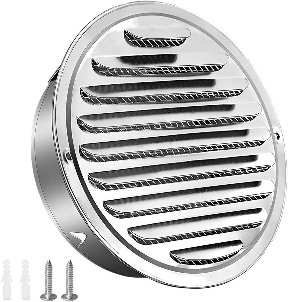 Ronde ventilatierooster van 100 mm in roestvrij staal, weerbestendig, voor luchtcirculatie