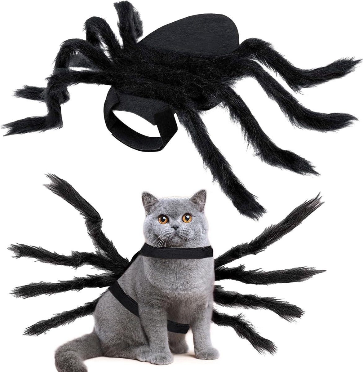 Halloween Spinnenkostuum voor Huisdieren, Verstelbaar Pluche Kostuum voor Honden en Katten, Ideaal voor Feestdagen en Vakantie Decoratie, Geschikt voor Kleine en Middelgrote Dieren