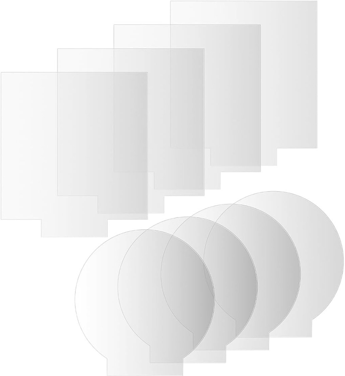 Transparante acrylplaten van 2 mm - 8 stuks ronde en vierkante plexiglaspanelen voor borden en schilderijen, gladde randen en veelzijdig gebruik