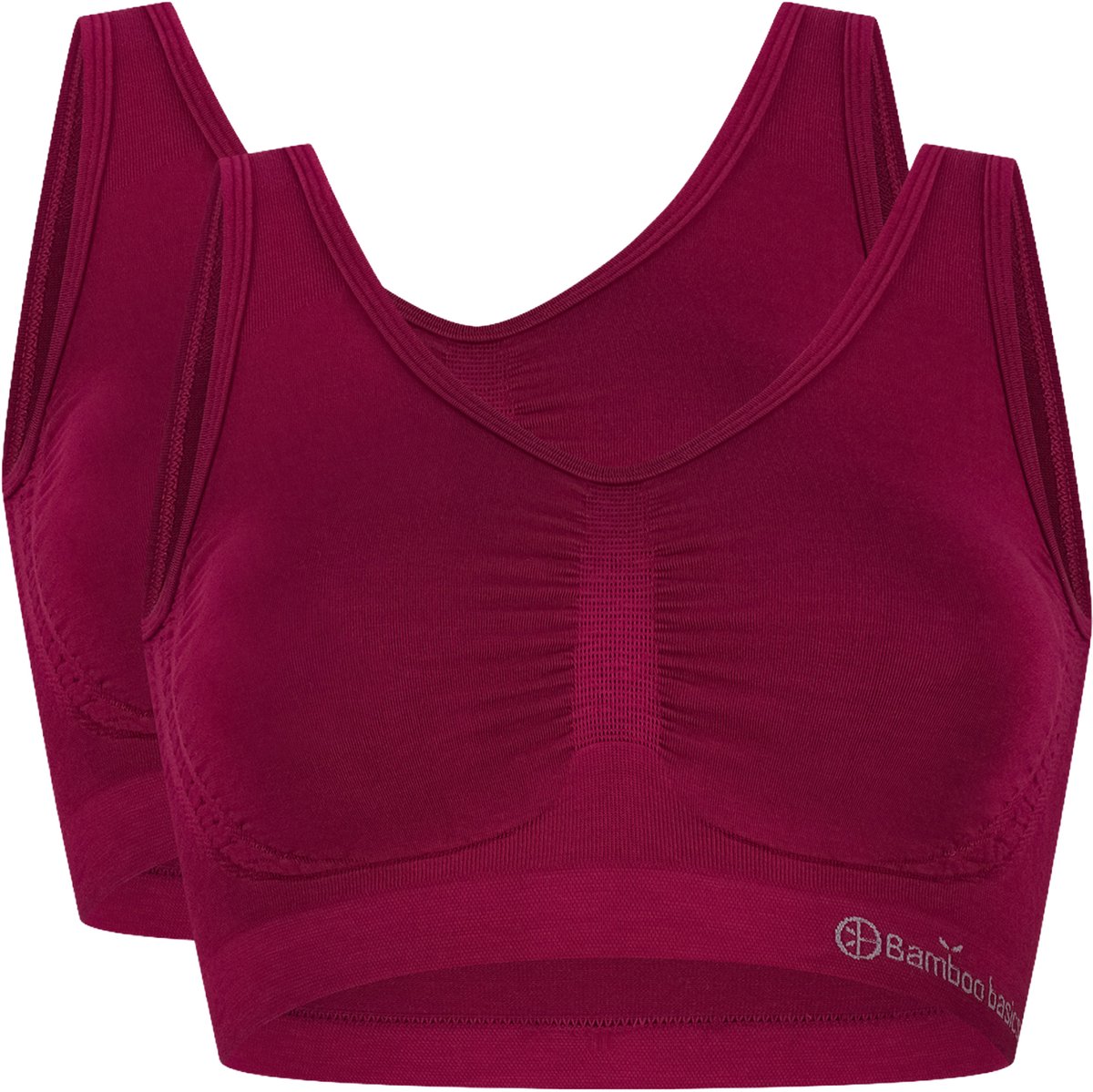 Bamboo Basics Naadloze BH Nova - 2-pack - Bordeaux Comfort BH Top - Bamboe BH Zonder Beugel - Bamboe Ondergoed