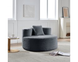 MODFU Zitzakstoel - Zachte Ribstof - Modern - Voor Woonkamer - Donkergrijs - 112 X 105 X 59 Cm