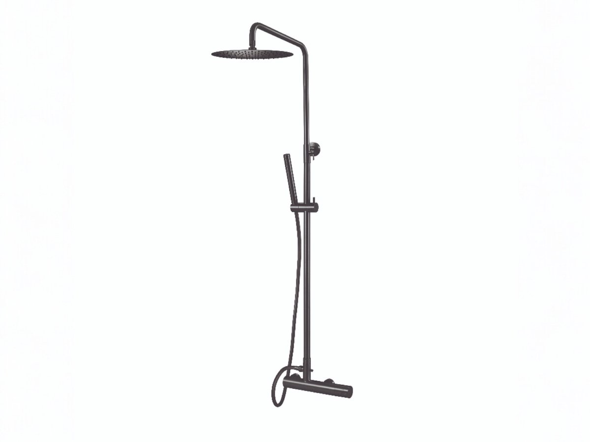 Qisani Flow Gun Metal Zwart thermostatisch douchesysteem