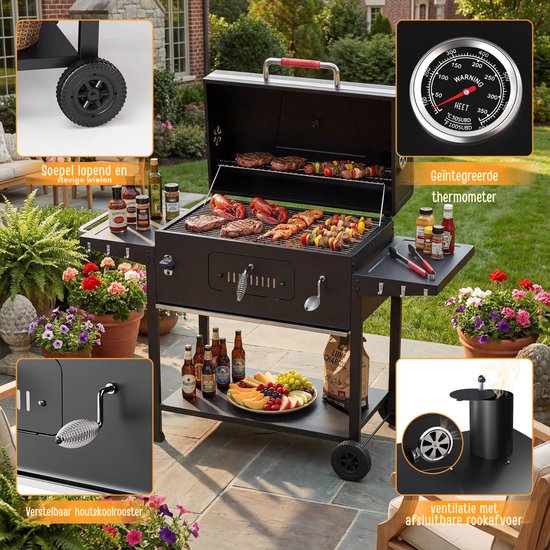 Damenzo - Barbecue - Barbecue houtskool - Grill - Grill apparaat - Bbq - Bbq houtskool - 71x42.5 cm - Zwart van Merkloos — afbeelding 4