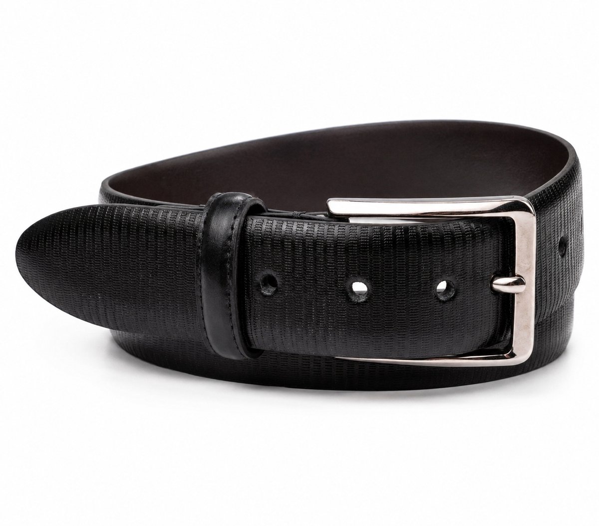 Riem Structured Leather zwart Italiaans herenriem leder