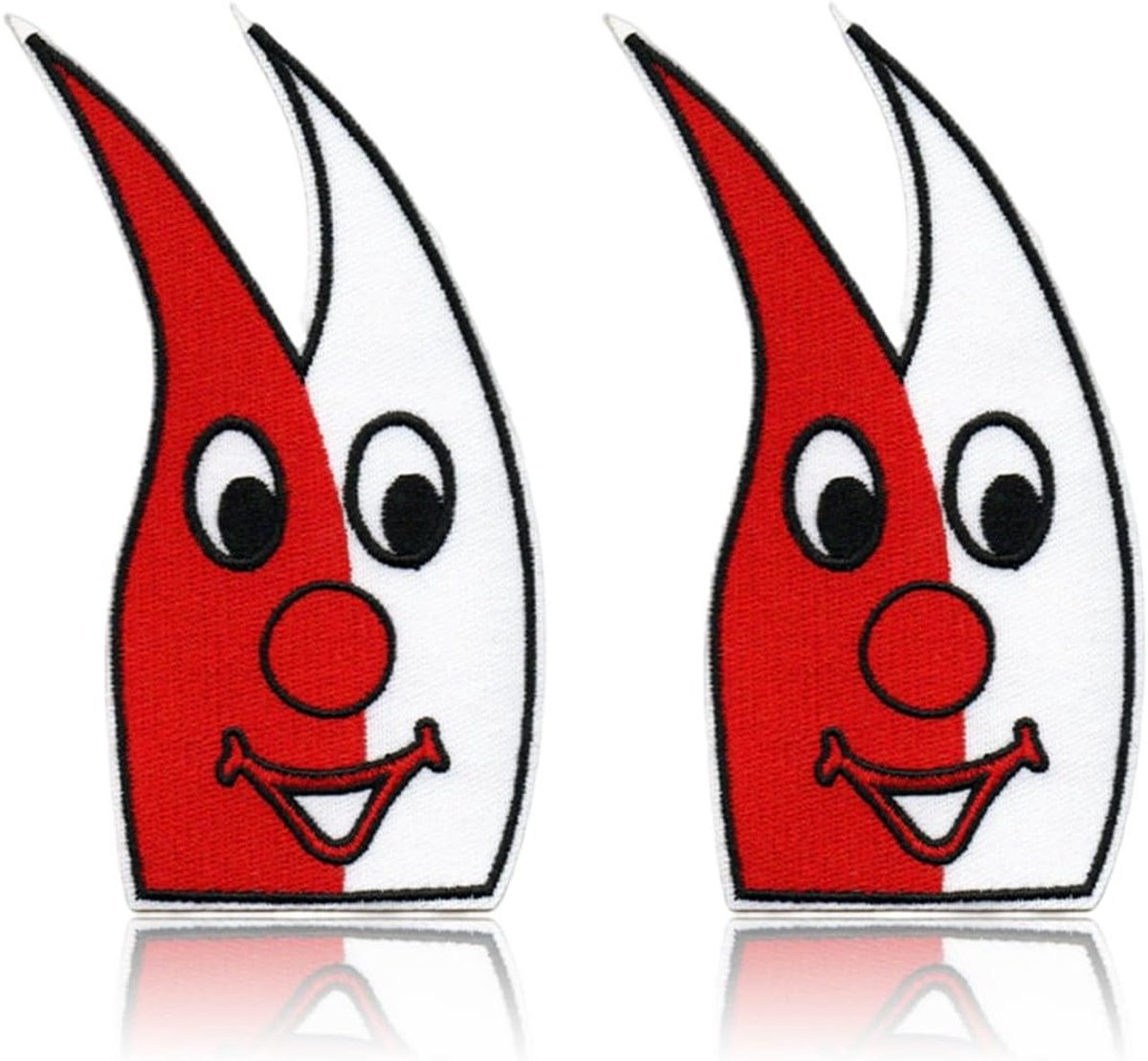 Set van 2 Strijkplaten voor Carnaval, Rood en Wit, Ideaal voor Kostuums en Kledingaccessoires, Strijkpatches en Stickers voor Trousers en Kleding, Perfecte Cadeau-optie
