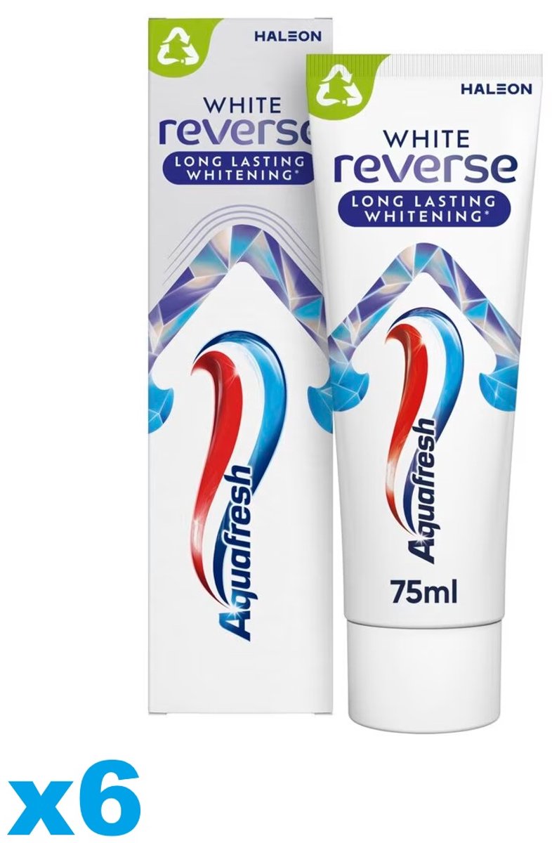 Aquafresh White Reverse Tandpasta – Long Lasting Whitening – 6 x 75 ml – Voordeelverpakking