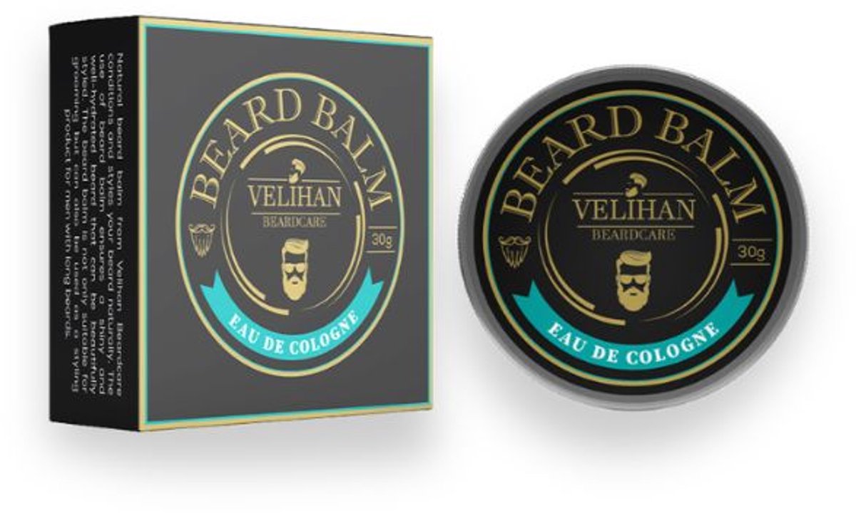 Velihan Beardcare - Baardbalsem Eau De Cologne 30g - Baard wax - Baard styling crème - Baardverzorging - Baard balsem - Baard balsem korte en lange Baard - Baardverzorging mannen