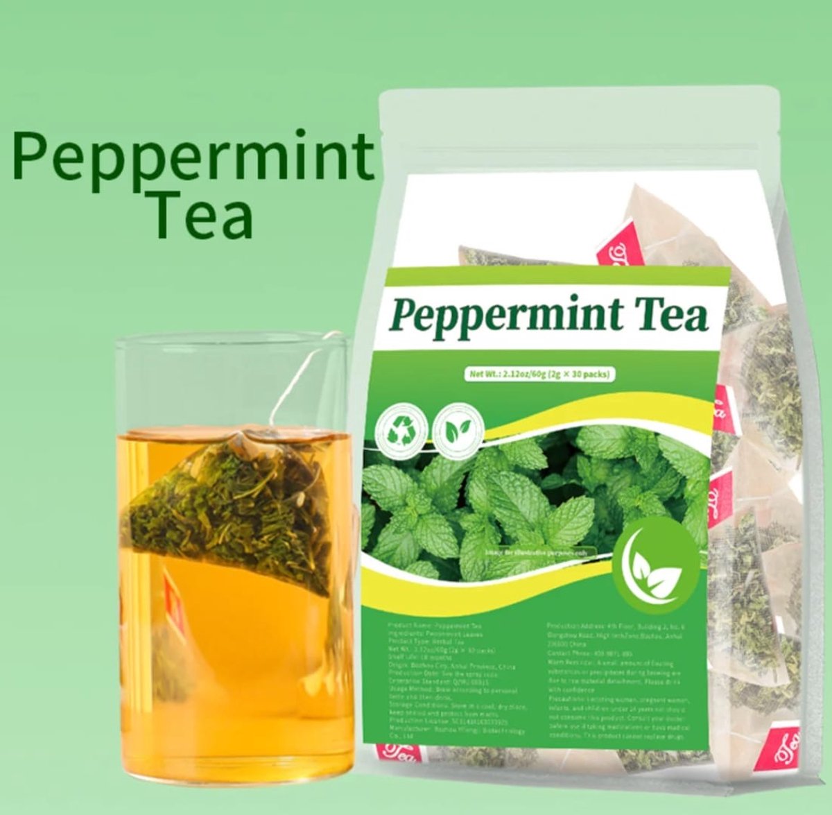 Premium Pepermunt Thee – 30 Individuele Portiezakjes – 100% Natuurlijk & Verfrissend