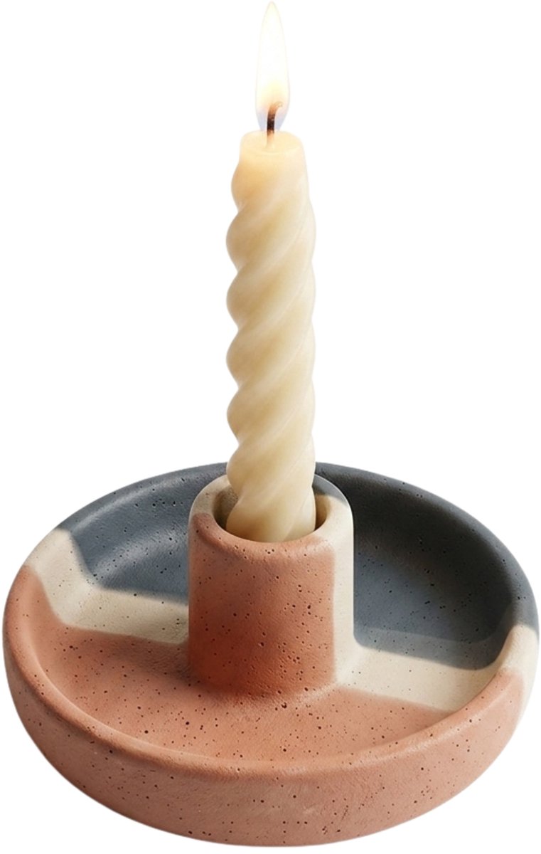 COZELLA® ZENDA Kandelaar Keramiek – Kaarsenhouder Dinerkaars Kaarsenstandaard – Sieradenschaaltje – Blush & Indigo
