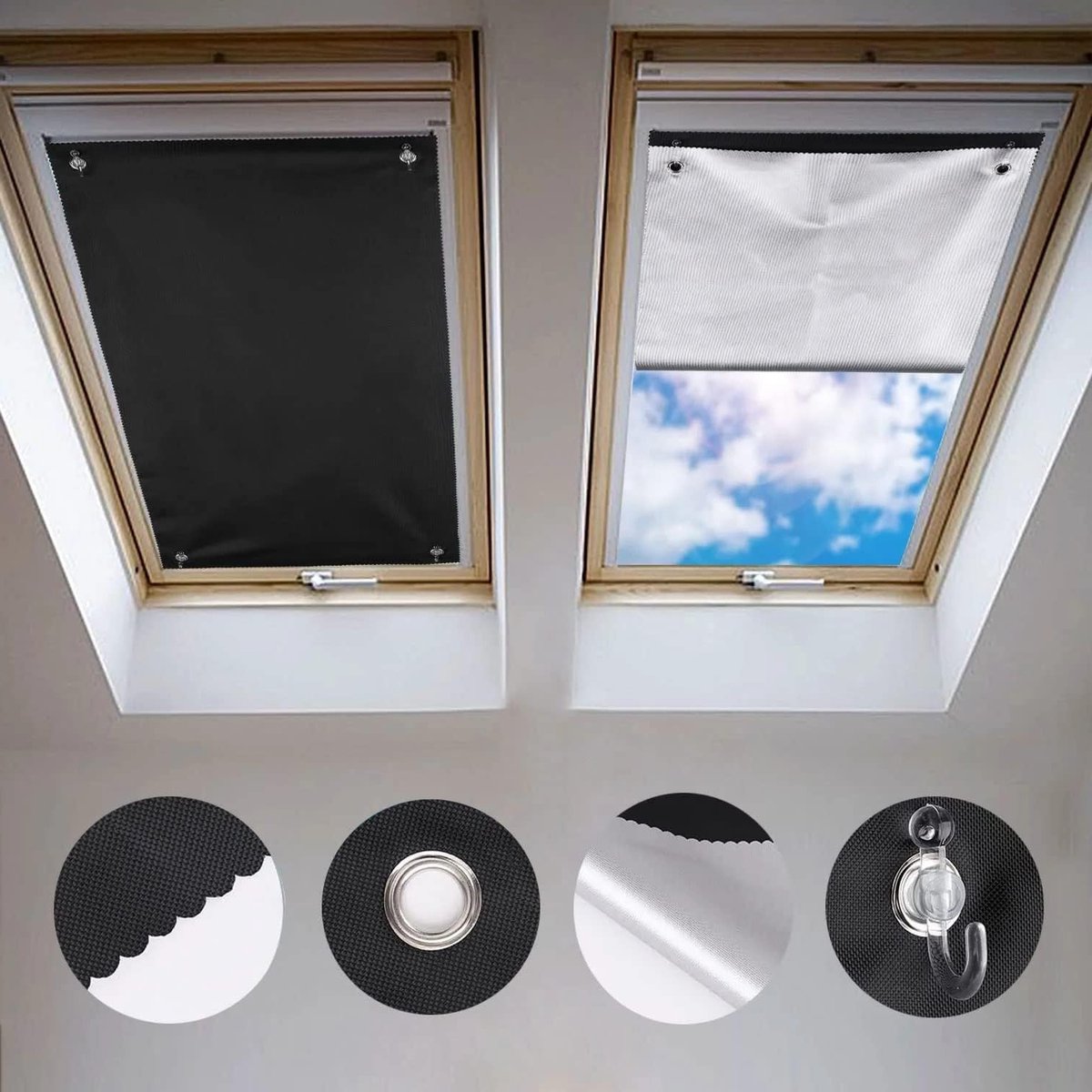 Thermisch Rolgordijn voor Dakramen met Zilver Coating - Zonnebescherming en Blackout Funct