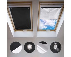 Thermisch Rolgordijn voor Dakramen met Zilver Coating - Zonnebescherming en Blackout Functie, Geschikt voor VELUX GGU GGL GPU GPL GHL GTU GTL GXU GXL (zonder boren, met zuignappen, afmetingen 37 x 58 cm)
