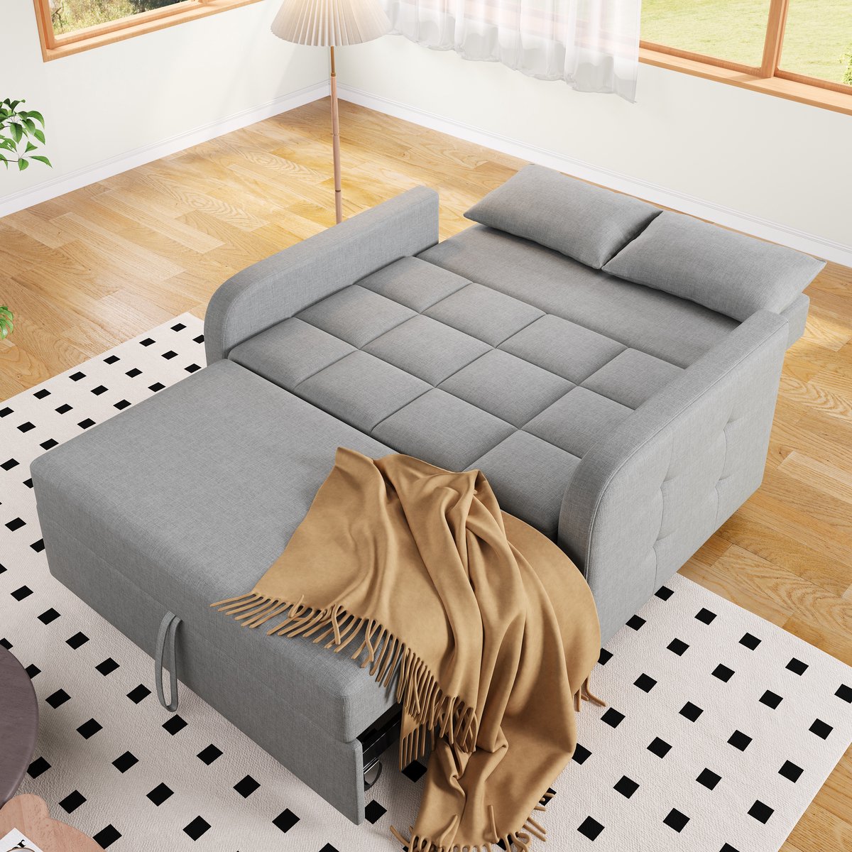 Moderne Slaapbank - Verstelbare Tweezits Sofa - Antiek Grijs - Compact Design