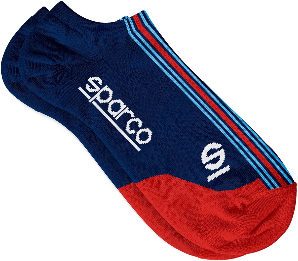 Heel Tread Sparco Martini - Gestreepte sokken - Sneaker sokken - Wit/Blauw/Rood - Enkel sokken