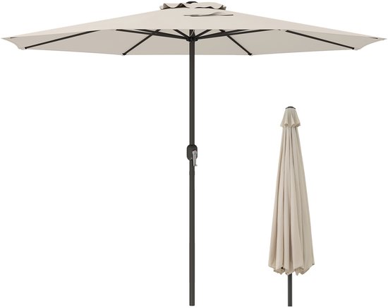 KOMFOTTEU Parasol 350cm - stokparasol - met zwengel - 2-laags Geventileerd Dak - tuinparasol - voor tuin, strand, balkon