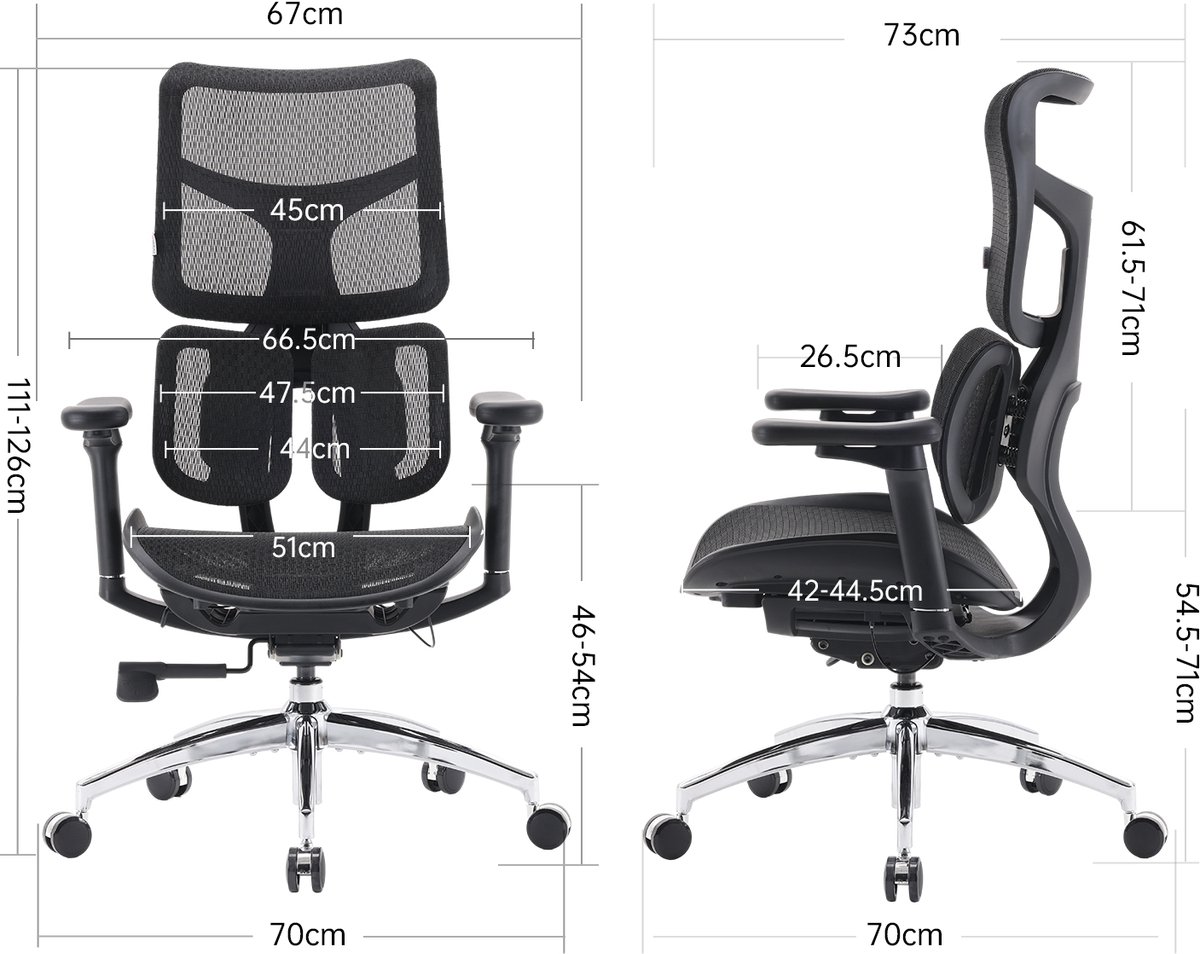 SIHOO S100C Ergonomische Bureaustoel - Dubbele Dynamische Lendensteun - 4D Verstelbare Armleuningen - Verstelbare Kantelbare Rugleuning - Max150kg - Thuiswerken En Gamen - Zwart – foto 3