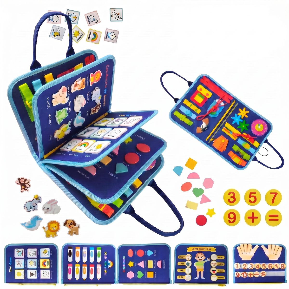 Montessori Activiteitenboek - Busy Board Sensorisch Speelgoed - Busy Book voor Peuters - Activiteitenbord Doeboek - Fijne Motoriek Speelgoed - Educatief Speelgoed Peuter - Leerboek - Reisspeelgoed voor Thuis en Onderweg - Activity Center