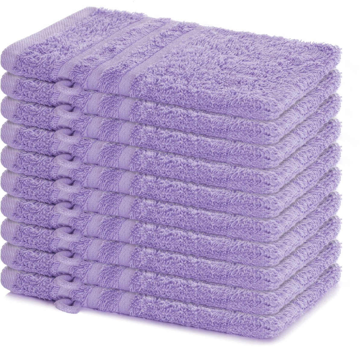 Lavea® Set van 10 washandjes 15x21 cm van 100% katoen badstof – Zacht & absorberend – Ideaal voor thuis, hotel, spa en baby – Lavendel
