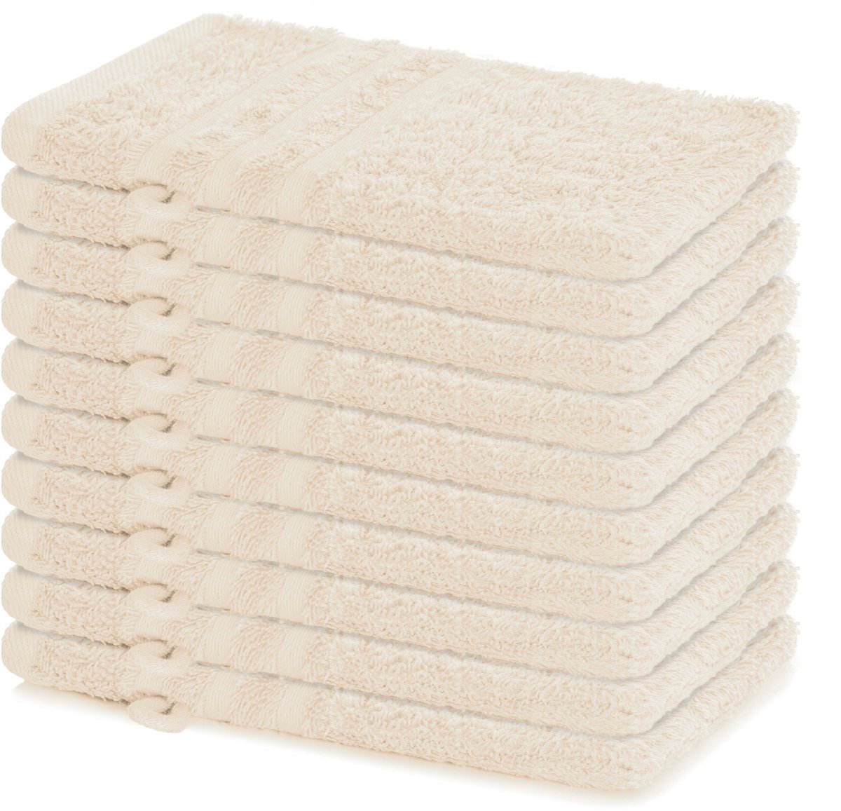 Lavea® Set van 10 washandjes 15x21 cm van 100% katoen badstof – Zacht & absorberend – Ideaal voor thuis, hotel, spa en baby – Crème