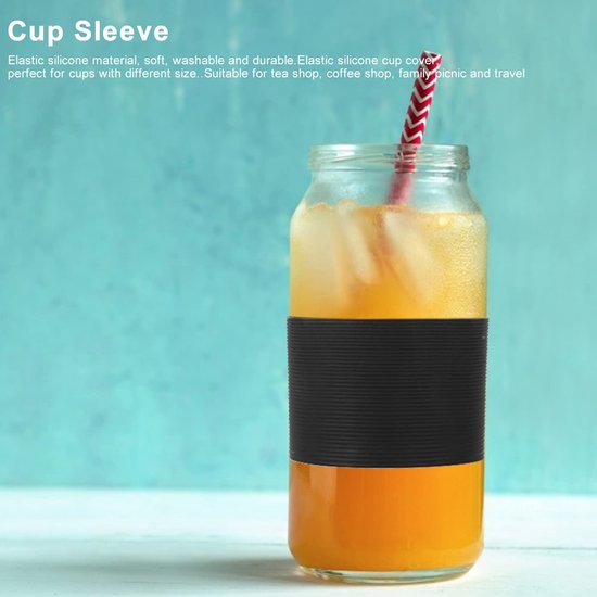 Dailygoody - Koffiemokken sleeve - Siliconen beker-sleeve - Herbruikbaar en waterdicht - Zwart - Antislip flessenhoes - Geschikt voor dagelijks gebrui — afbeelding 5