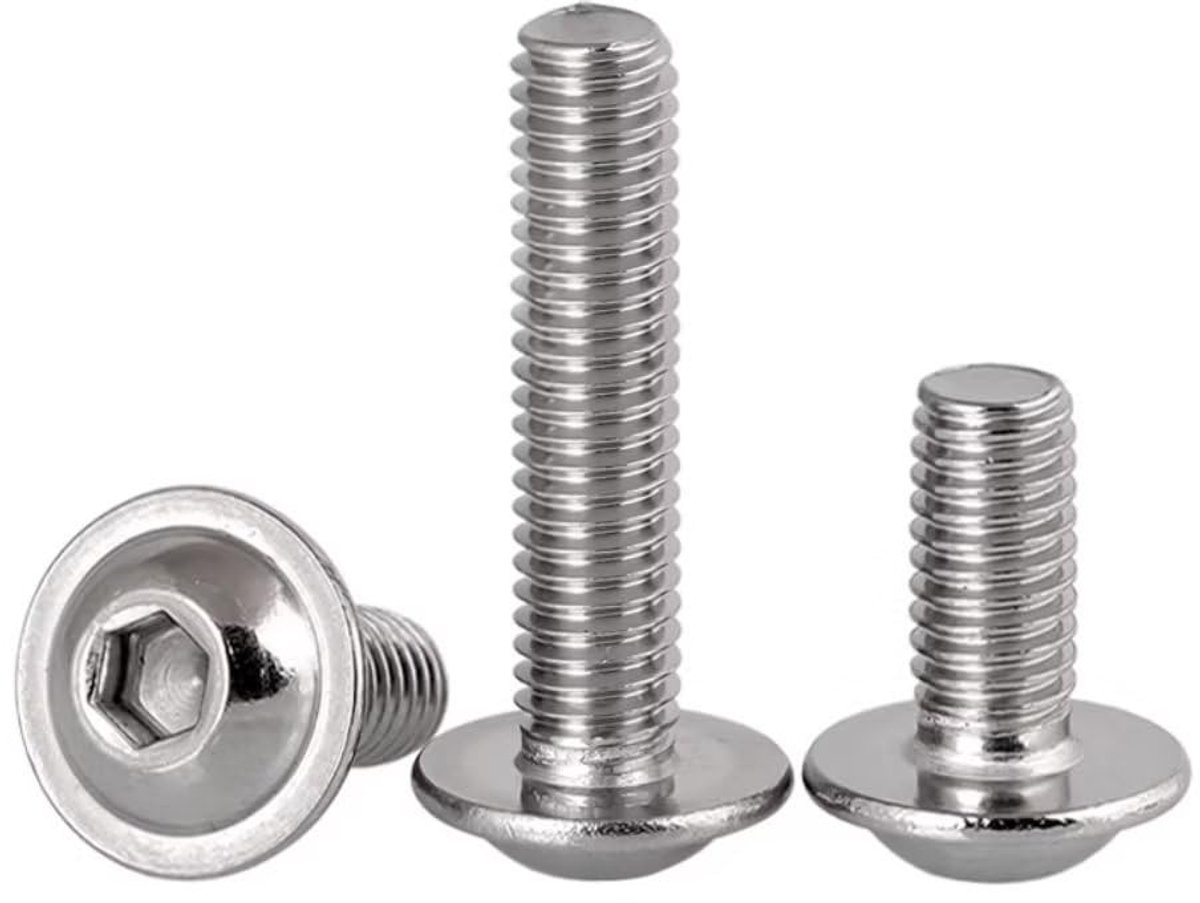 Dailygoody - Lenskopschroeven - Inbusschroeven - Roestvrij staal A2 - M4 x 8 mm - Platte kop - Bevestigingsmiddelen voor machines - 50 stuks