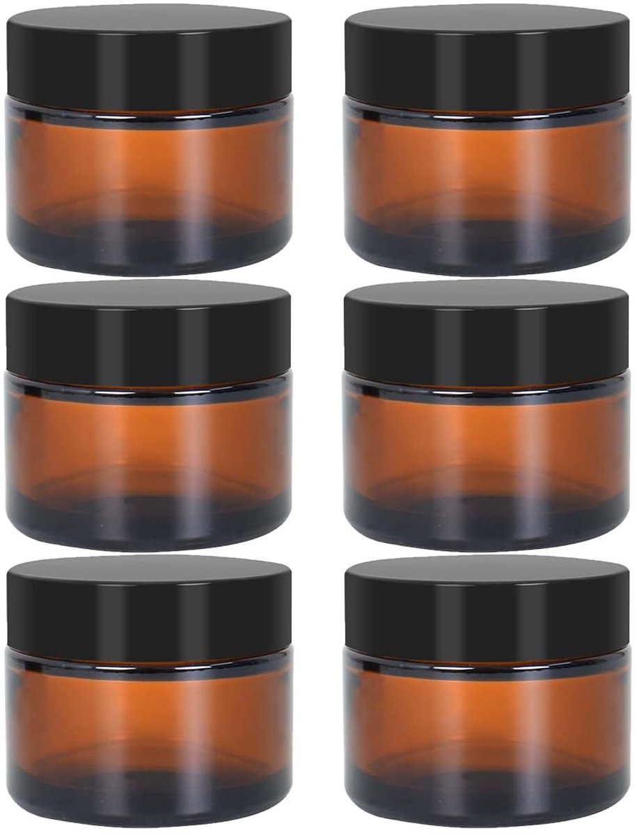 Dailygoody - Crèmepotjes van Glas - Opslag en Hergebruik - Bruin - Cosmetica Containers - Perfect voor Zalf en Etherische Oliën - 50 ml