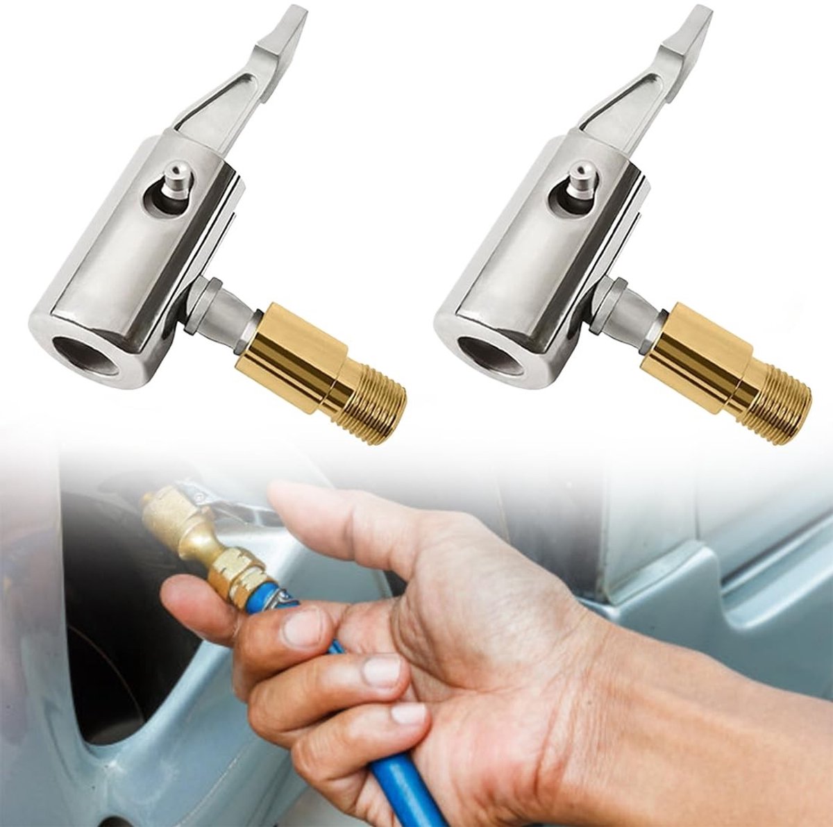 Dailygoody - Bandenspinnen - Luchtlekvrij - Draagbare pomp voor banden - Compact formaat - Geschikt voor fiets en motorfiets - 2 stuks