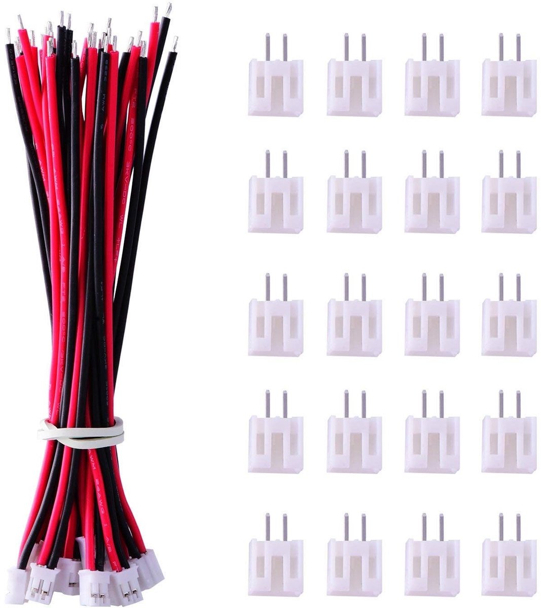 Allecto - JST-Connector 2-polig - Geschikt voor Mini-RC-Helicopters - 80 mm Kabel - Mannelijk en Vrouwelijk - Voor LED-lichtstrips - Ideaal voor Ac...