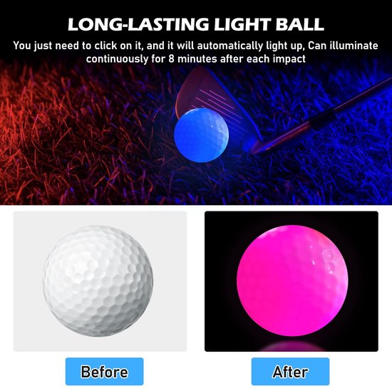 LED Golf Balls - 6 Pcs - Kleurige Lichtgevende Golfballen - Nacht Golfbal - Lumineuze Golfbal - Perfect voor Nachttraining van Merkloos — afbeelding 4