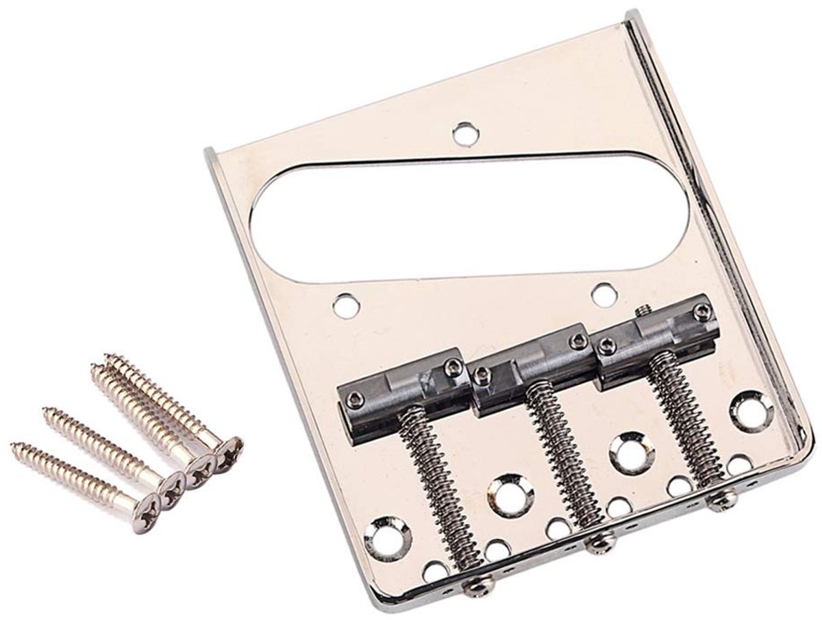 Dailygoody - Tele elektrische gitaarbrug - Vintage stijl - Chroom - Messing zadels - Optimale trillingen - Geschikt voor 6 snaren - Professionele kwal