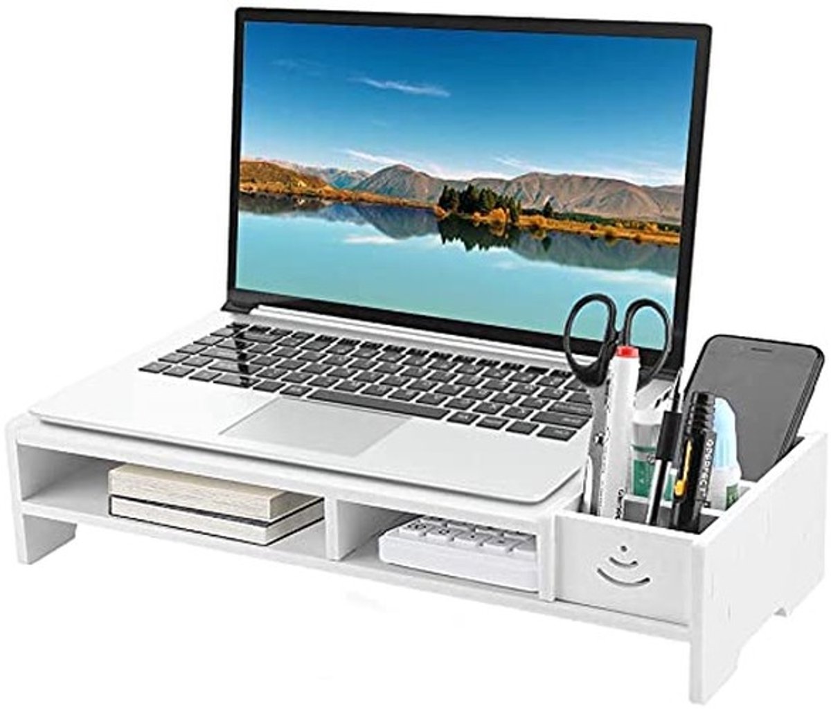 Dailygoody - PC Computer Monitor Riser - Bureau Monitorverhoger - Houdt uw bureau opgeruimd - 48 cm Desktop Organizer - Verbeter zitcomfort - Geschikt