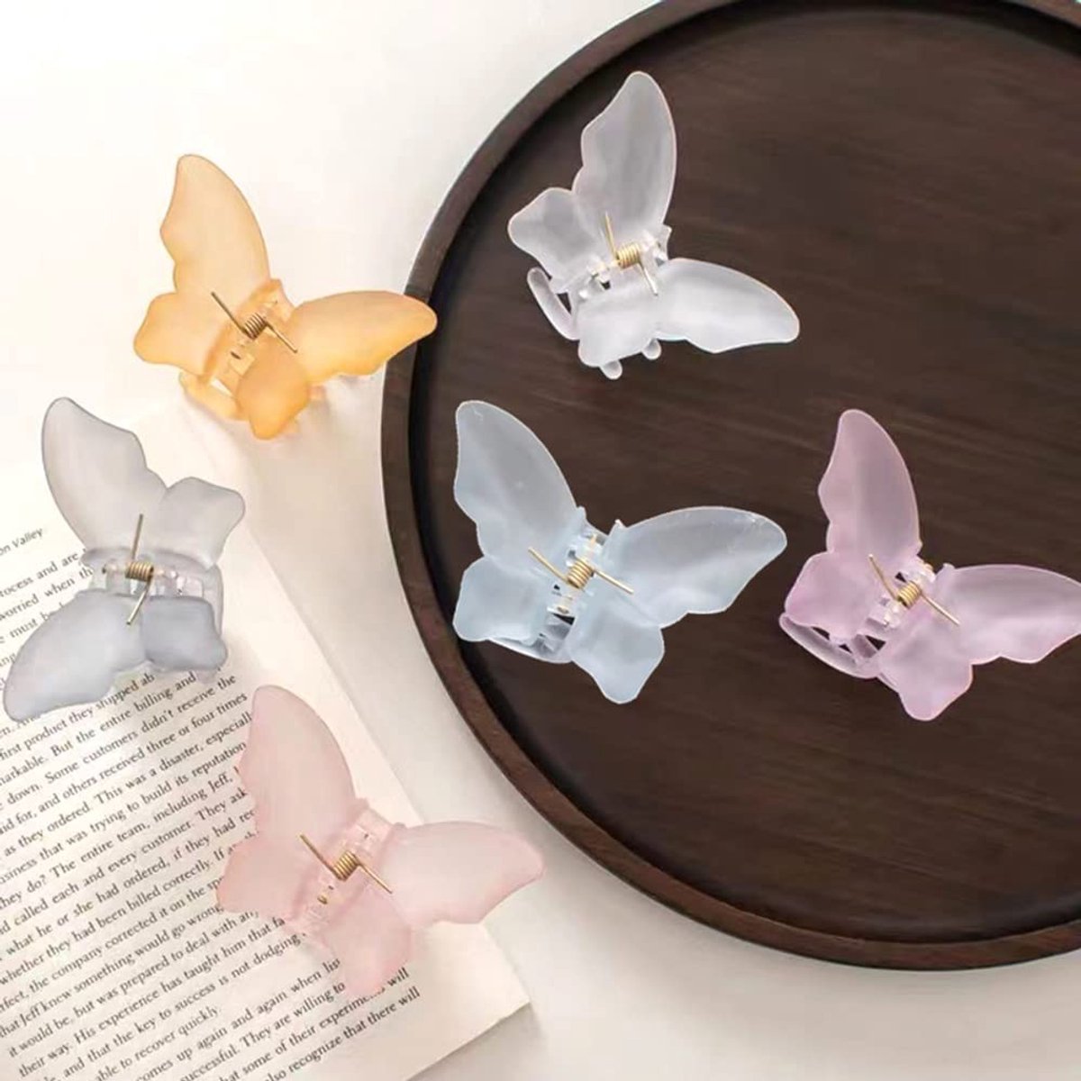 6 Stuks Matte Vlinder Haarclips - Antislip Haaraccessoires voor Vrouwen en Meisjes