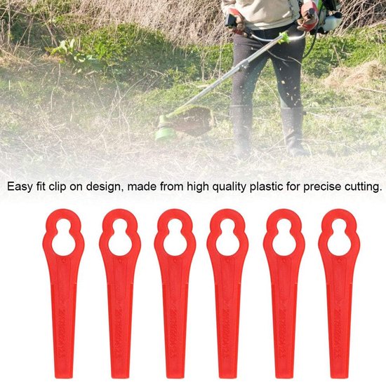 100-stuks Kunststof grasmaaierbladen - Grasmaaierbladen voor de tuin - Vervangende grasmaaierbladen - Kunststof bladen - Grasmaaieraccessoires - 83 mm lang - Geschikt voor snoerloze grasmaaiers, trimmers, enz. - Rood — afbeelding 3
