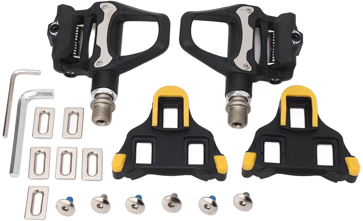 Dailygoody - Carbon Racefietspedalen - Klikpedalen - Efficiënte Krachtoverdracht - Verstelbare Spanning - Wegfietspedalen - Unisex - Met 3 Boutschoenp..