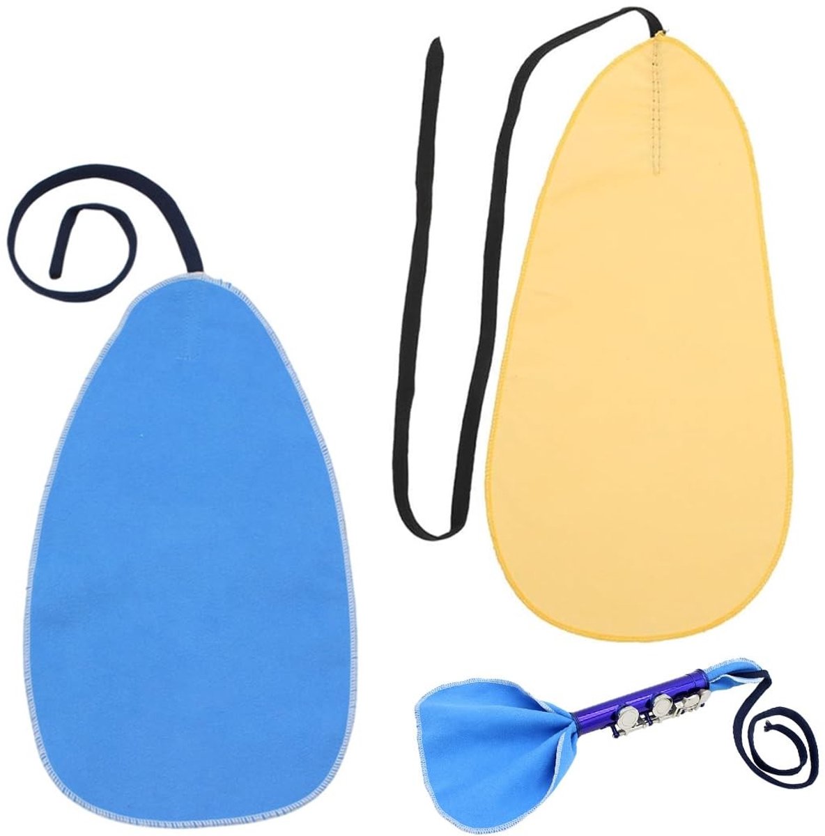 Dailygoody - Reinigingsdoek - Saxofoon reiniging - Hoogwaardig kunsthertenfluweel - Blauw - Voor tenorsaxofoon en hobo - 2 doeken