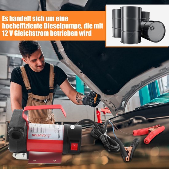 VT Goods - 12V Oil Pump - Elektrische Oliepomp - 160W Vermogen - Rood en Zwart - DC Suction Pump - 40L/min Doorstroomcapaciteit - Geschikt voor Auto.. van VT — afbeelding 5