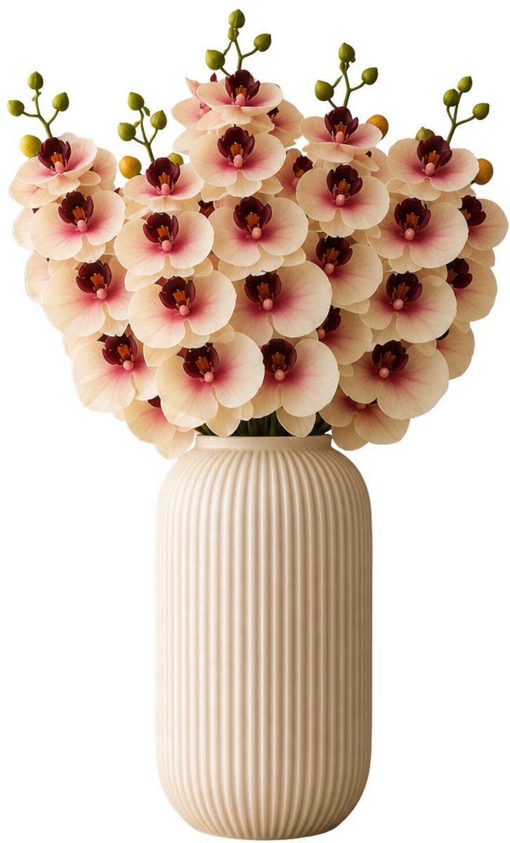 Bellatio Design Kunstbloem Orchidee Bora - 5x - roze - 77 cm - losse steel - kunst zijdebloemen - Phalaenopsis