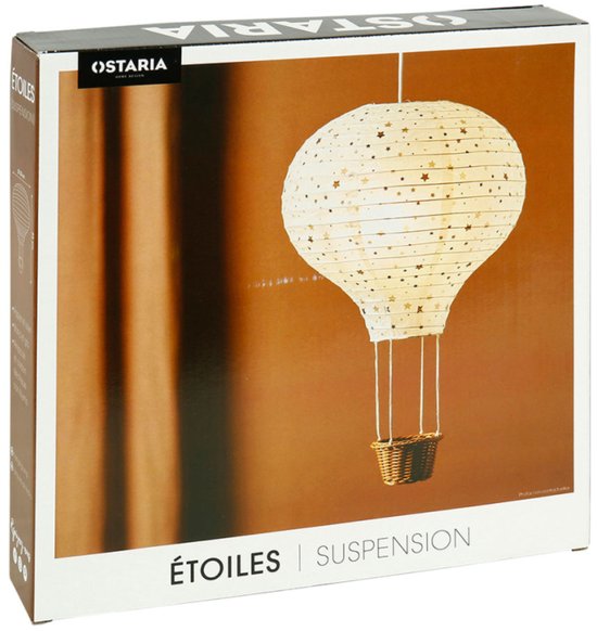 Ostaria hanglamp luchtballon - kinderkamer - wit - kunststof - D30 x H45 cm - lampion lamp van OSTARIA — afbeelding 2