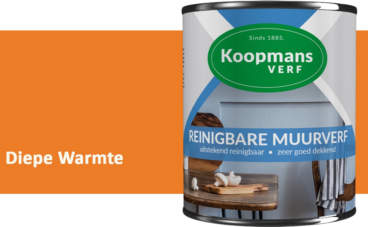 Koopmans Reinigbare Muurverf – Afwasbare Schrobvaste Muurverf Binnen – Mat – Voor Keuken, Woonkamer & Kinderkamer – Diepe Warmte – 7,5 l