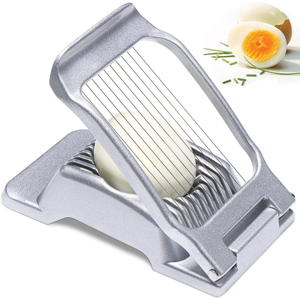 TOVBMUP Eiersnijder - Vaatwasserbestendig - Eierverdeler - Aardappelsnijder - Aardbeiensnijder - Eiervermaler - Metalen mozzarellasnijder - Eierperforator - Eierschudder - Aluminium