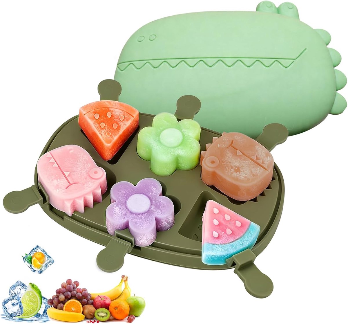 IJsvorm set - Mini ijsvormpjes - Zelf ijsjes maken - Herbruikbaar en BPA-vrij - 6 cellen - Groen