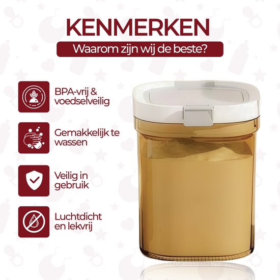 Synza Melkpoeder Bewaardoos 1300ML - Incl. Hygiënisch Apart Schepje - BPA Vrij - UV Beschermend - Babypoeder — afbeelding 4