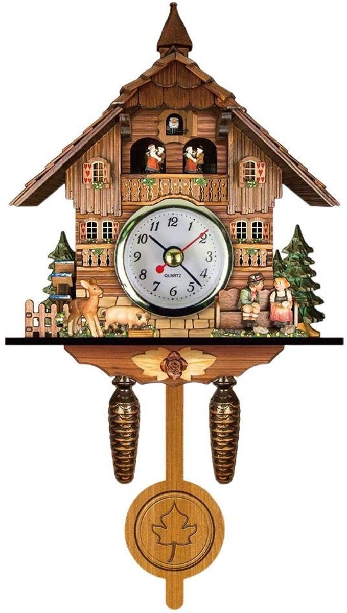Dailygoody - Vintage Wandklok - Koekoeksklok - Retro Houten Koekoek Vogelhuisje - Scandinavische Stijl - Decoratieve Klok - Woondecoratie - Binnengebr